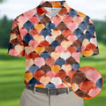 Colorful Watercolor Shell Pattern Golf Shirt, Golf Shirts For Men, Men's Golf Shirt, Polo Shirts For Men