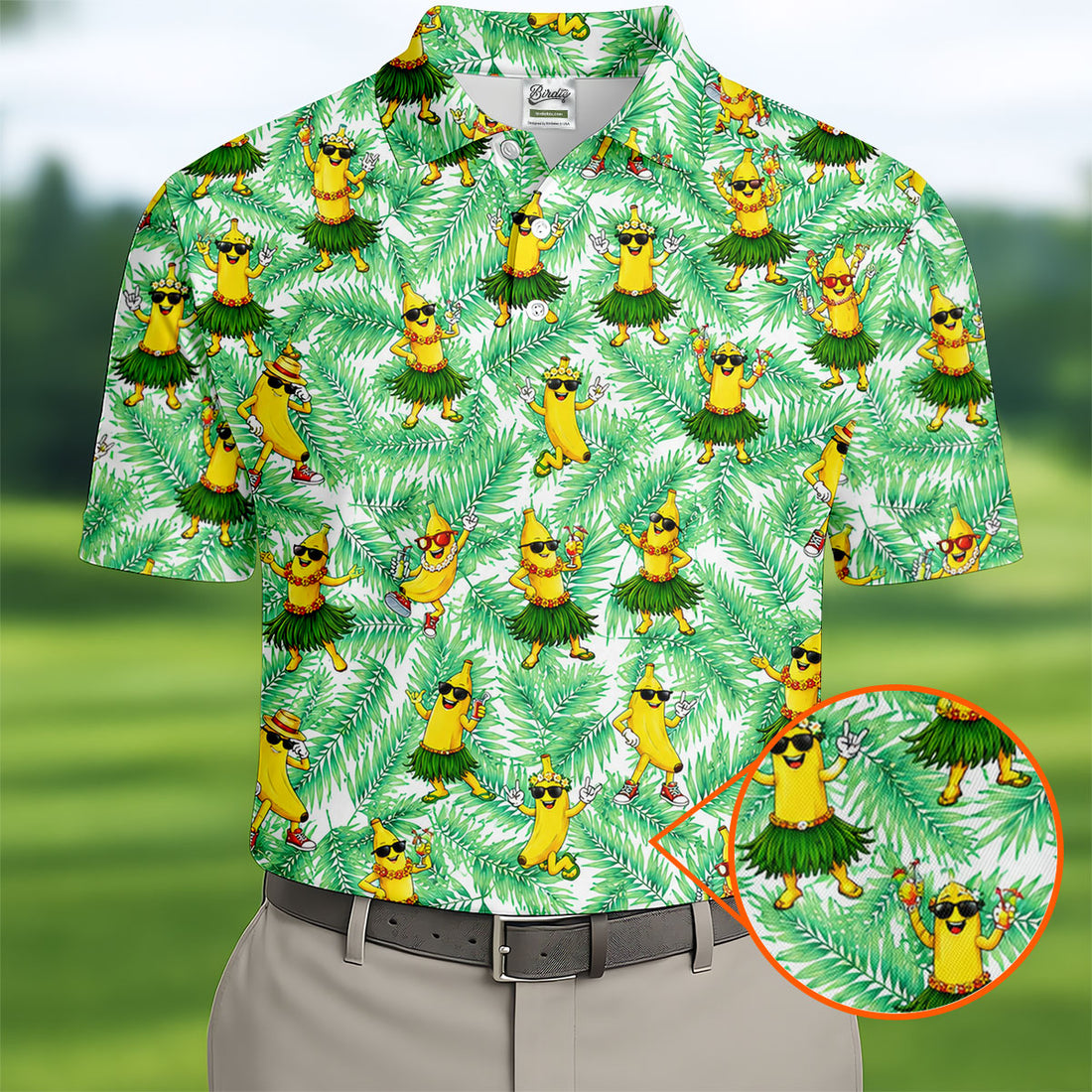 Funny Hula Banana Tropical Hawaiian Golf Shirt, Mens Golf Polo, Printed Golf Shirts
