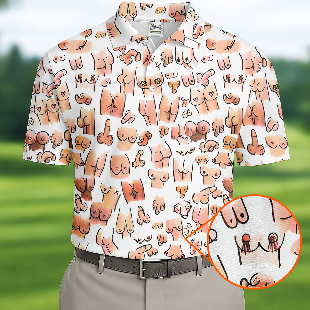 Funny Adult Body Parts Pattern Shirt, Mens Golf Polo, Printed Golf Shirts