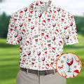 Festive Christmas Wine Glasses Golf Polo Shirt, Mens Golf Polo, Golf Apparel For Men