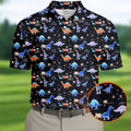 Colorful Dinosaur Hawaiian Golf Shirt, Cute Golf Outfit, Men's Golf Shirt, Polo Shirts For Men