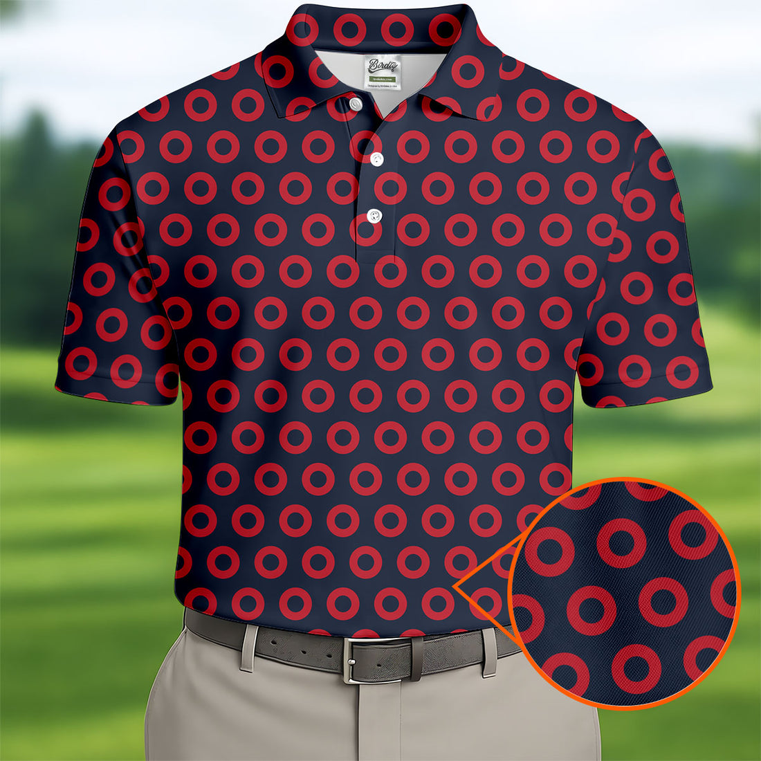 Red Polka Dot Rock Inspired Hawaiian Golf Shirt, Men's Golf Shirt, Polo Shirts For Men