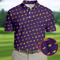 Purple Gravestone Bat Halloween Pattern Polo Shirt, Golf Shirts For Men, Mens Polo Shirts