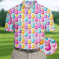 Easter Bunny Jelly Effect Seamless Pattern Golf Shirts For Men, Men's Funny Golf Shirts, Polo Shirts For Men