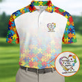 In A World Where You Can Be Anything Be Kind Autism Awareness Puzzle Pattern White Fade Golf Shirts For Men
