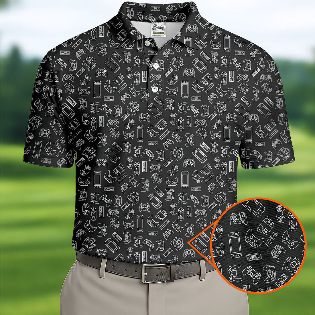 Video Game Controller Seamless Pattern Hawaiian Golf Shirt, Men's Golf Shirt, Polo Shirts For Men