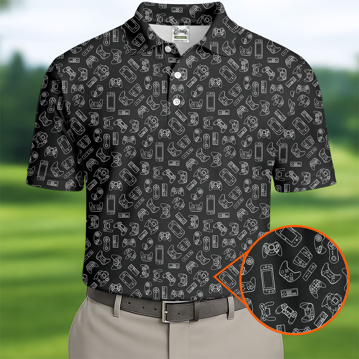 Video Game Controller Seamless Pattern Hawaiian Golf Shirt, Men's Golf Shirt, Polo Shirts For Men
