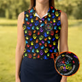 Accept Teach Understand Love Autism Awareness Colorful Handprint Black Golf Shirt, Women's Golf Tops