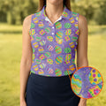 Colorful Painted Easter Eggs Women Golf Top, Cute Golf Outfit, Ladies Golf Shirts
