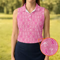 FREE SOCKS Funny Stick Figure Womens Golf Shirt, Breast Cancer Awareness Shirt, Pink Golf Shirt, Ladies Golf Shirt