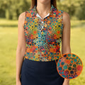 Vibrant Overlapping Dot and Circle Design Hawaiian Golf Polo, Golf Tops For Women, Golfing Apparel
