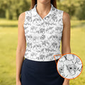 Floral Boobs Line Art Golf Polo Shirt, Women's Golf Shirts, Golf Apparel For Women