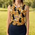 Funny Black Cat Golf Polo Shirt, Halloween Golf Shirt, Womens Golf Polo, Halloween Polo Shirt