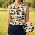 Vintage Hawaiian Pin Up Shark Tattoo Golf Shirt, Ladies Golf Shirts, Women’s Golf Apparel