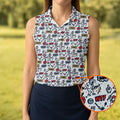 Tropical Beach Golf Paradise Polo Shirt, Ladies Golf Tops, Women's Golf Apparel