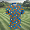 Blue Hot Dog And Fried Egg Pattern Golf Shirt, Hawaiian Golf Shirt, Mens Golf Shirts, Golf Apparel For Men