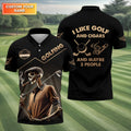I Like Golf And Cigars And Maybe 3 People Custom Funny Skull Golf Polo Shirt, Dad Golf Gift