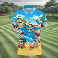 Santa Claus Surfing Summer Beach Party Golf Shirt, Xmas In July Mens Golf Polo, Christmas Golf Shirts