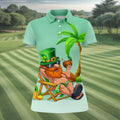 Leprechaun St Patrick's Day Hawaiian Summer Fun Golf Shirt, Golf Shirt For Women, Ladies Golf Shirts