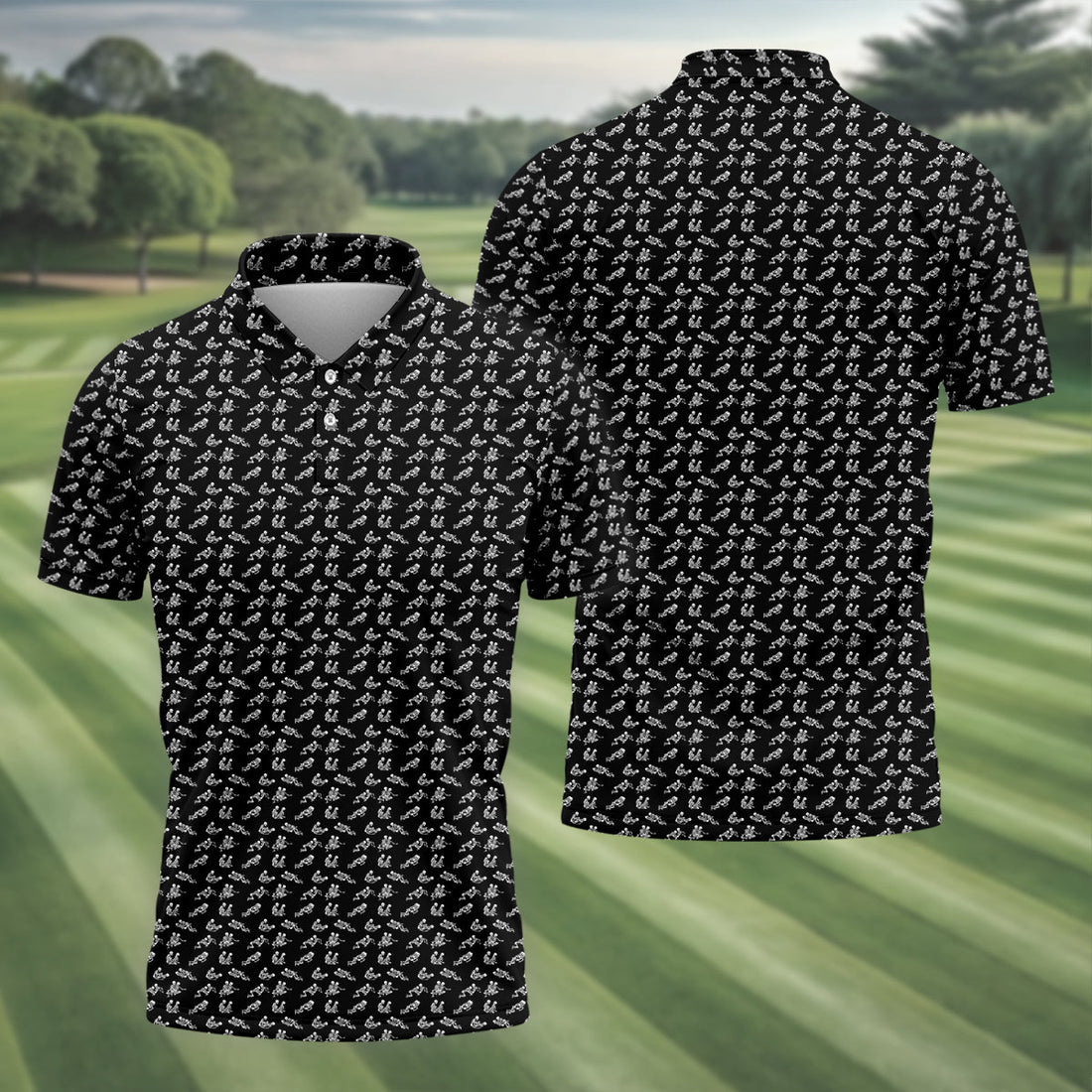 Funny Skeleton Golf Polo Shirt, Funny Position Golf Shirt, Dad Golf Shirt, Christmas Golf Gift