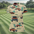 Personalized Pickup Truck Golf Shirt, Southwestern Desert Cactus Pattern, Golf Shirt For Women