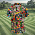Hawaiian Tiki Tropical Floral Golf Shirts For Men, Polo Shirts For Men, Golfing Apparel