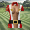 Santa Suit Gold Stars Christmas Golf Shirt, Women’s Golf Polo, Golf Tops For Women