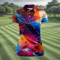 Colorful Broken Glass Abstract Golf Polo Shirt, Golf Tops For Women, Performance Golf Shirt