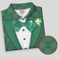 St Patrick's Day Green Shamrock Suit Whiskey Golf Print Golf Shirt, Polo Shirts For Men, Golf Shirts For Men