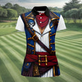 Caribbean Pirate Golf Shirt, Classic Buccaneer Captain Uniform, Golf Shirt For Women