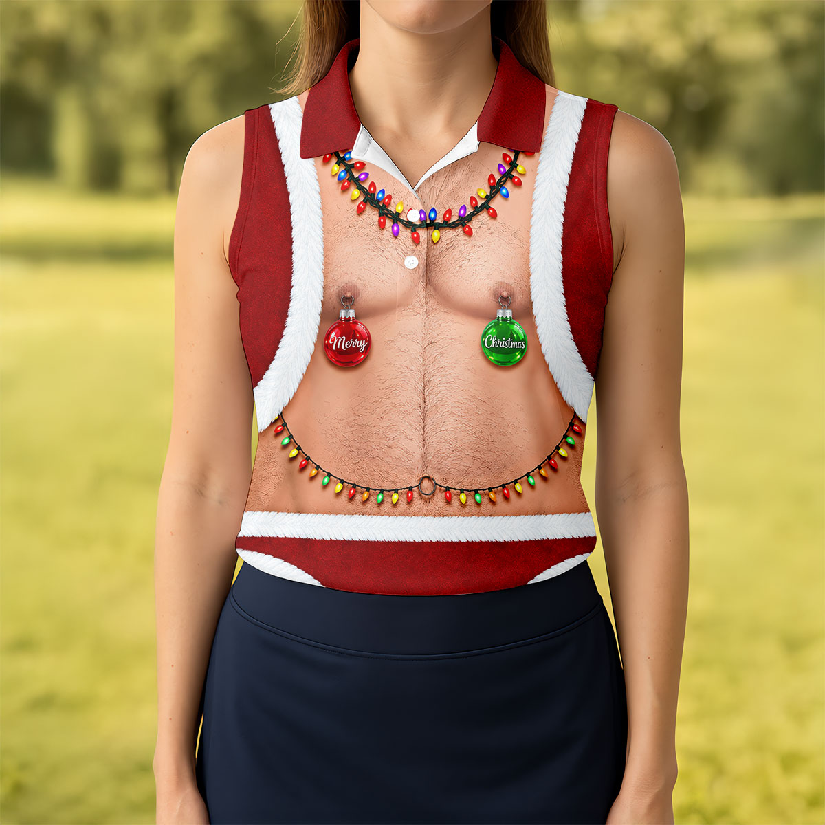 Funny Santa Christmas Balls Golf Polo Shirt, Women’s Golf Polo, Golf Tops For Women
