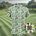 Leopard Pattern St Patrick's Day Shamrock Golf Shirt, Fun Golf Shirts For Men, Polo Shirts For Men