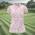 Faith Hope Love Floral Breast Cancer Polo Shirt, Golf Tops For Women, Printed Golf Shirt