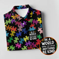 In A World Where You Can Be Anything Be Kind Autism Awareness Puzzle Pattern Golf Shirt For Women, Ladies Golf Polos