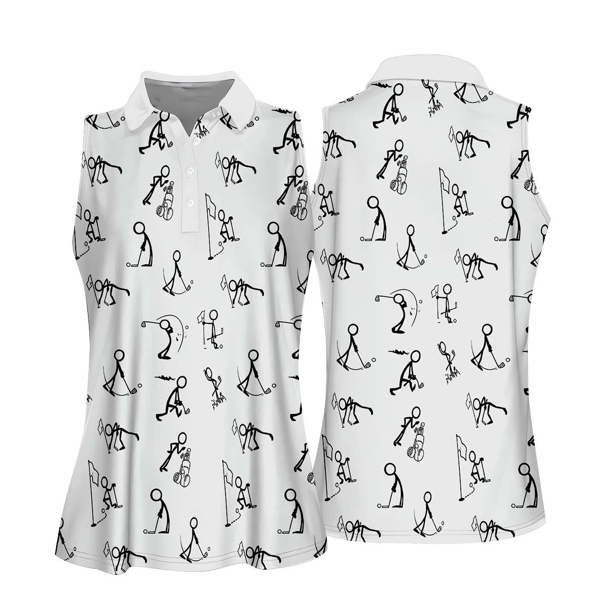 Funny Stick Figure Womens Golf Polo Shirt, Golfing Apparel, Womens Golf Gifts