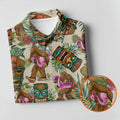 Tropical Bigfoot Adventure with Tiki Totems Design Hawaiian Golf Polo, Golf Tops For Men, Golfing Apparel
