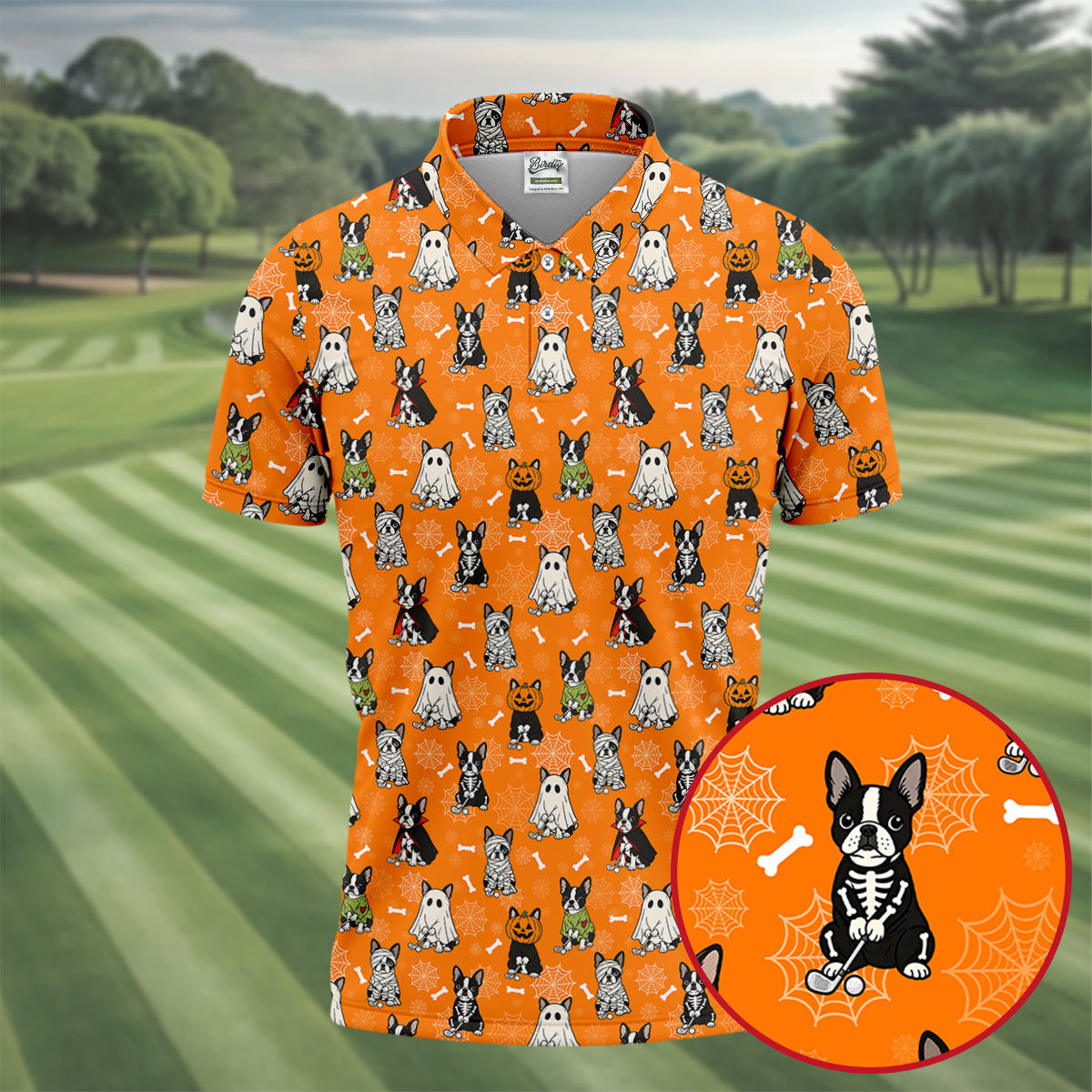 Halloween Dog Costume Pattern Golf Polo Shirt, Mens Golf Shirts, Polo Shirts For Men