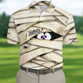 Cute Mummy Peeking Eyes BOO Halloween Golf Polo Shirt, Mens Golf Polo, Hawaiian Golf Shirt