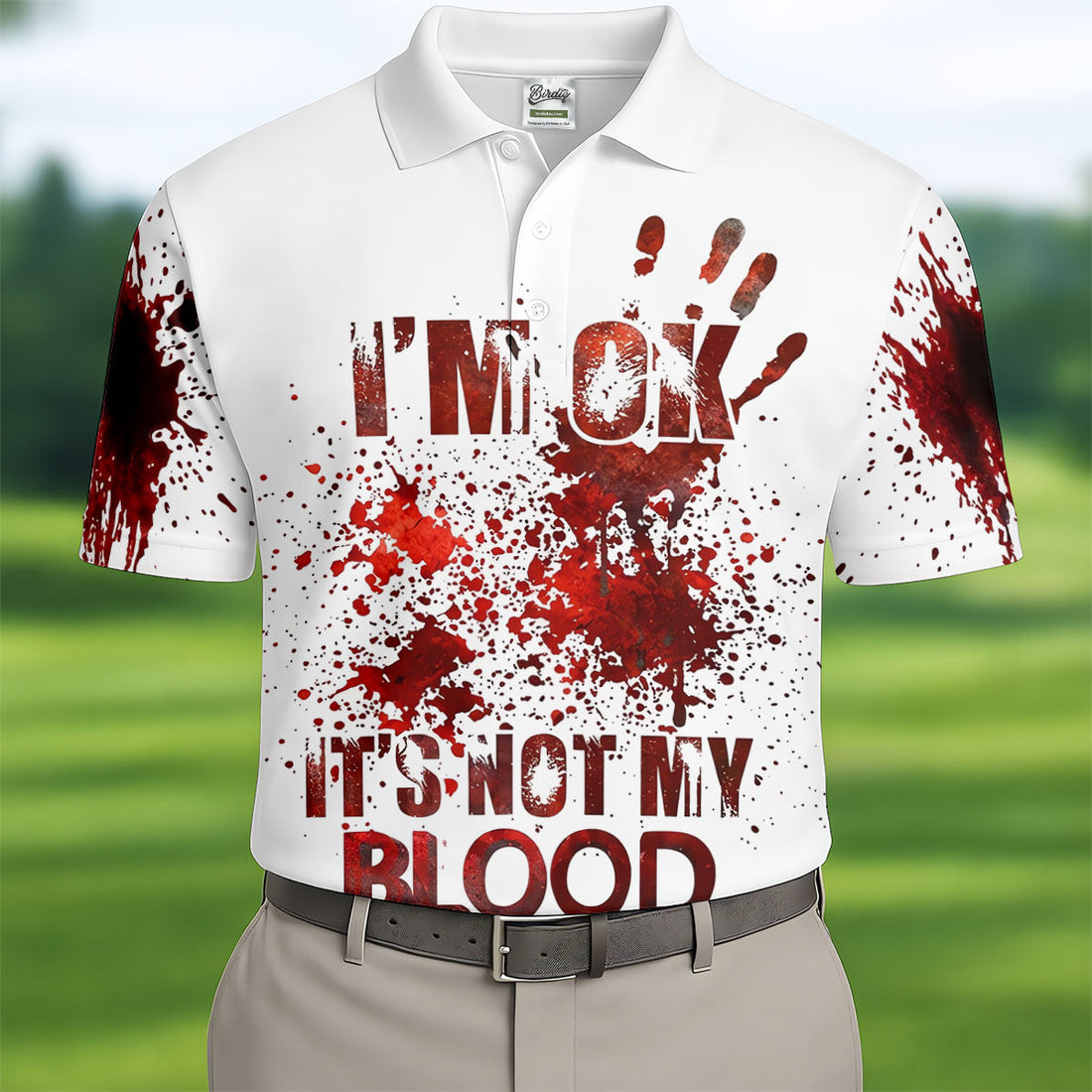 I'm OK It's Not My Blood Halloween Golf Polo Shirt, Mens Golf Apparel, Hawaiian Golf Shirt