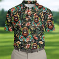 Bigfoot Hawaiian Tropical Golf Shirt, Funny Sasquatch Golf Shirts For Men