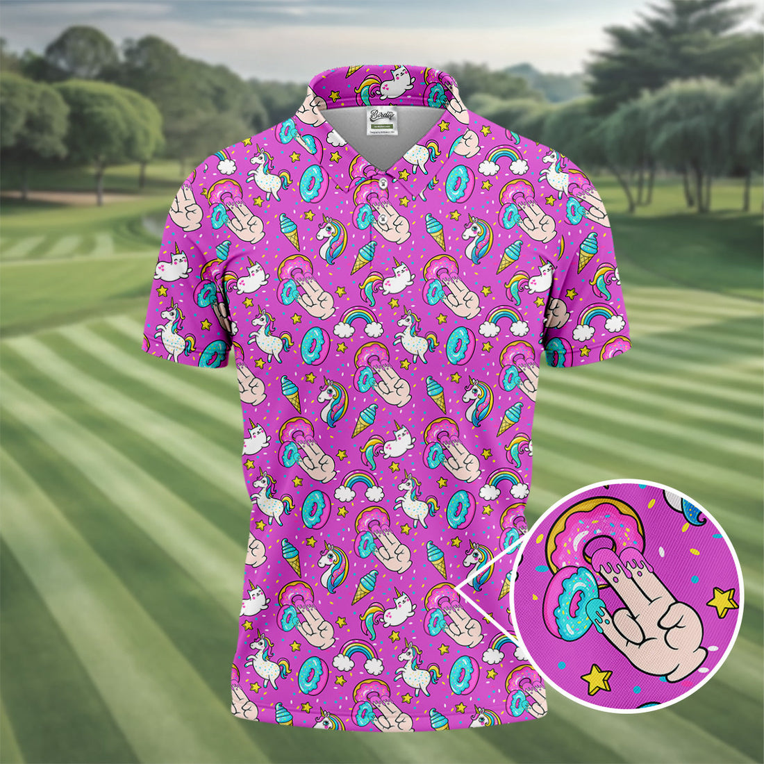 Funny Donut Fingers Pink Adult Humor Mens Golf Shirts, Polo Shirts For Men, Valentines Golf Gift