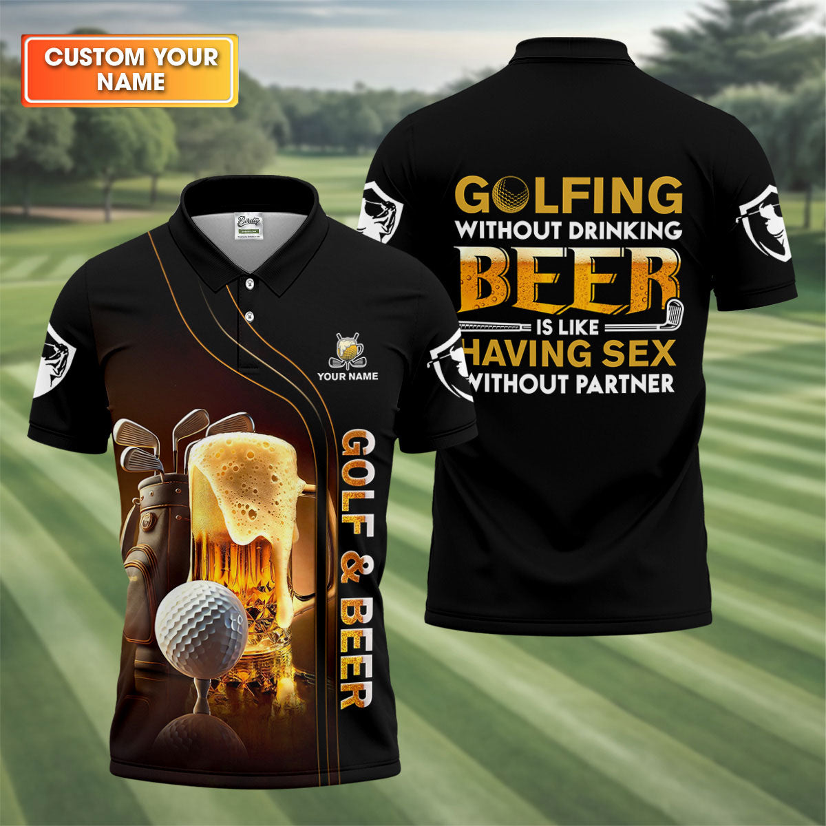 Golfing Without Drinking Beer Men's Golf Polo Shirt, Golf Beer Shirt, Fun Golf Polo Shirt, Golf Gift For Him