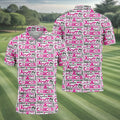 Pink Ribbon Breast Cancer Awareness Shirt, Golf Tops For Men, Hawaiian Golf Shirts, Golfing Apparel