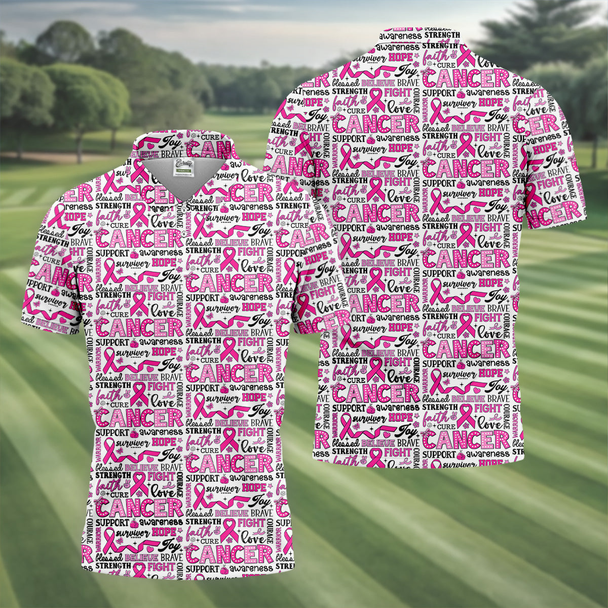 Pink Ribbon Breast Cancer Awareness Shirt, Golf Tops For Men, Hawaiian Golf Shirts, Golfing Apparel