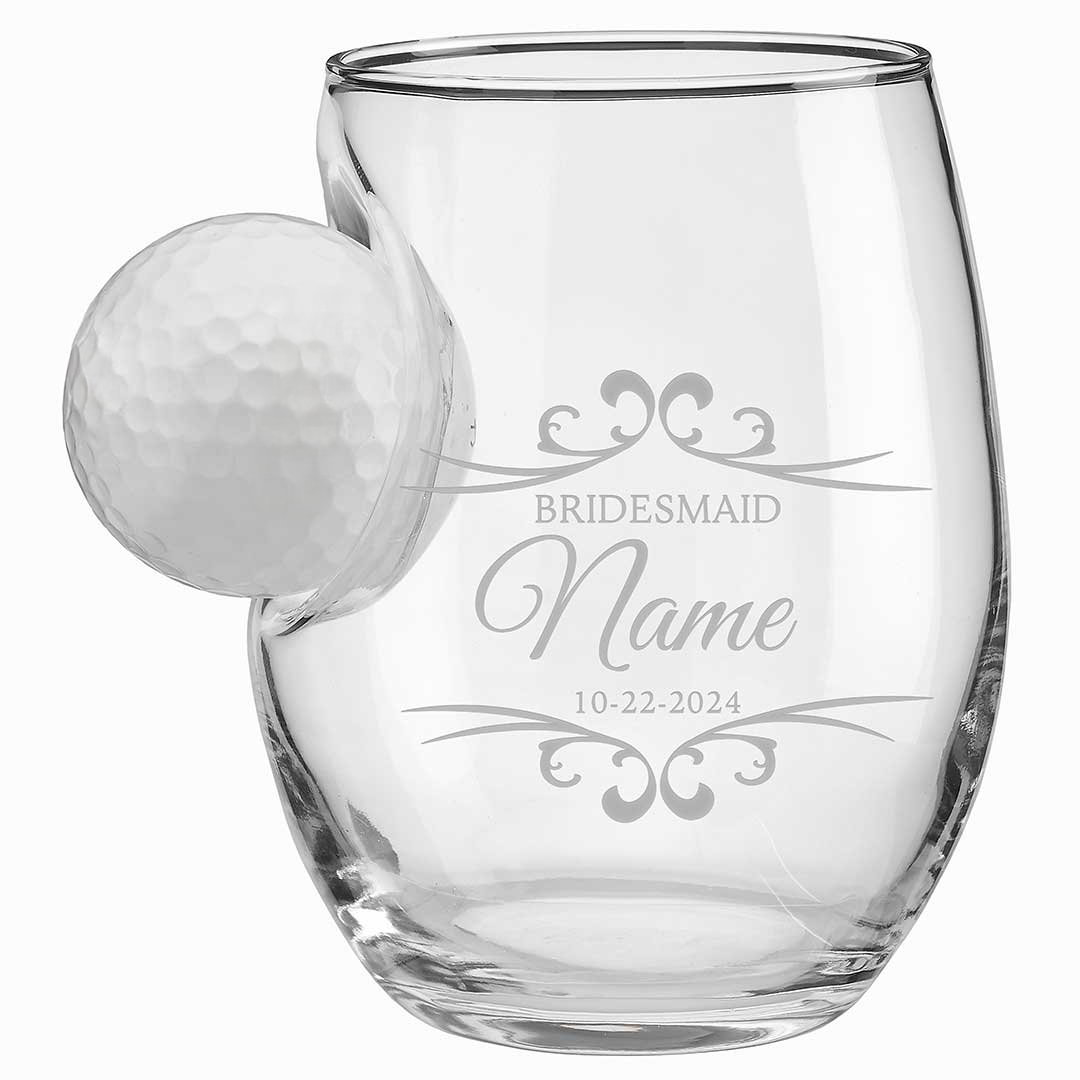 Personalized Bridesmaid Golf Ball Glasses, Golf Whiskey Glass Set, Golf Gifts For Dad