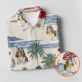 Summer Basset Hound Paradise Hawaiian Golf Polo, Golf Tops For Men, Golfing Apparel