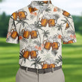 Tropical Palm Trees and Frosty Beer Mug Hawaiian Golf Polo, Golf Tops For Men, Golfing Apparel