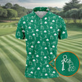 Stick Figure Golf Pose St Patrick's Day Shamrock Green Golf Shirt, Polo Shirts For Men, Golf Shirts For Men