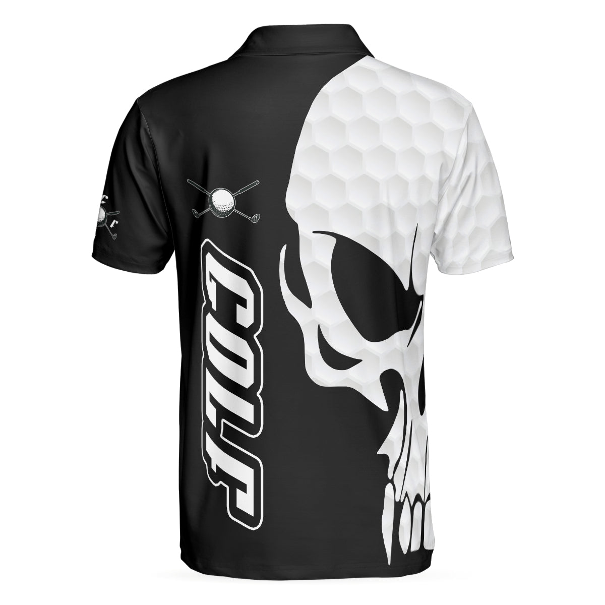 Black And White Skull Golf Polo Shirt, Men's Golf Polo Shirt, Golfing Apparel, Mens Golf Gift