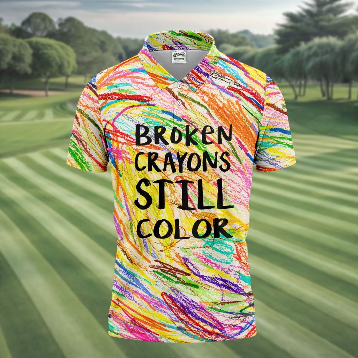 Broken Crayons Still Color Golf Polo Shirt, Men's Golf Shirt, Mental Health Awareness Shirt